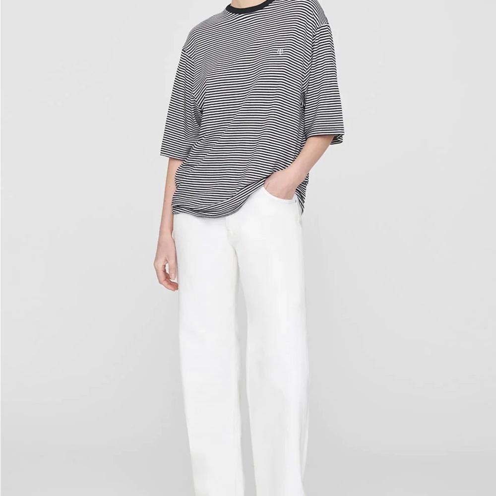 Anine Bing Bo tee. Striped Black and White T-Shirt